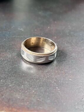 Vintage ESPO 18K HGE Two-Tone Diamond Cut Men’s Wedding Band Ring 6mm